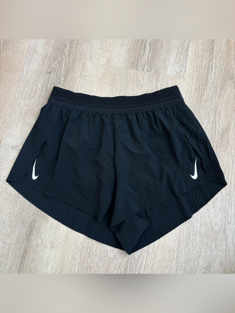 Nike Black Athletic Running Shorts with White Swoosh